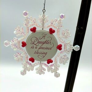 Daughter Precious Blessing snowflake shimmer hearts Christmas ornament 1991